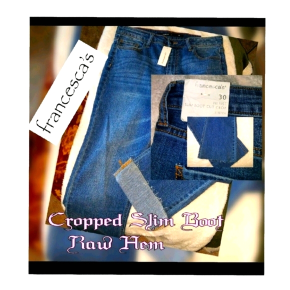 Francesca's Collections Jeans High Rise Slim Boot Harper Cropped Raw Hem size 30 - Picture 7 of 7